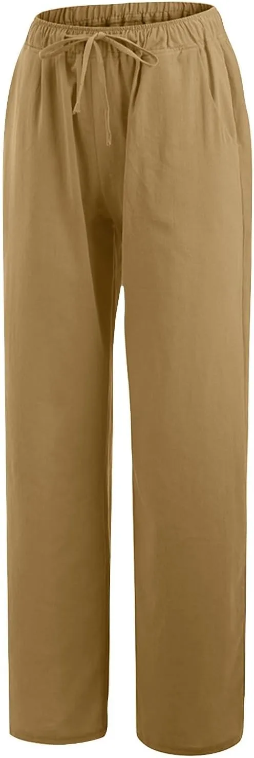 Wide Leg Trousers for Women 2024 Plus Size Drawstring High Elastic Waist Casual Pants Loose Fit Straight Summer Items