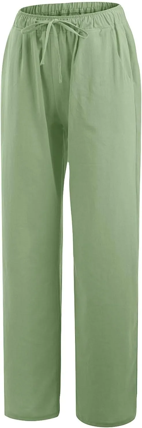 Wide Leg Trousers for Women 2024 Plus Size Drawstring High Elastic Waist Casual Pants Loose Fit Straight Summer Items