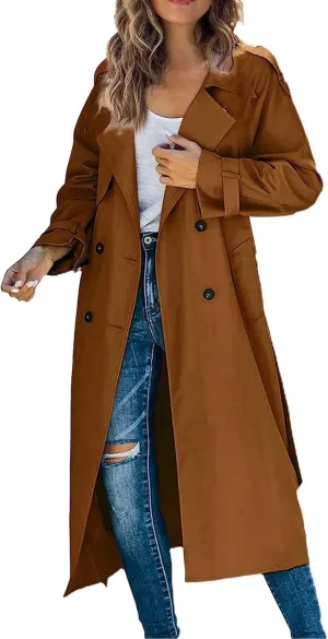 Windproof Classic Hooded Coat Outwear Womens Elegant Windbreaker Wild Winter Women'S Womens Oversized Long Trench