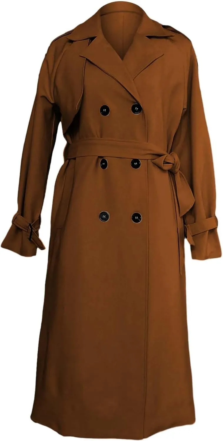 Windproof Classic Hooded Coat Outwear Womens Elegant Windbreaker Wild Winter Women'S Womens Oversized Long Trench