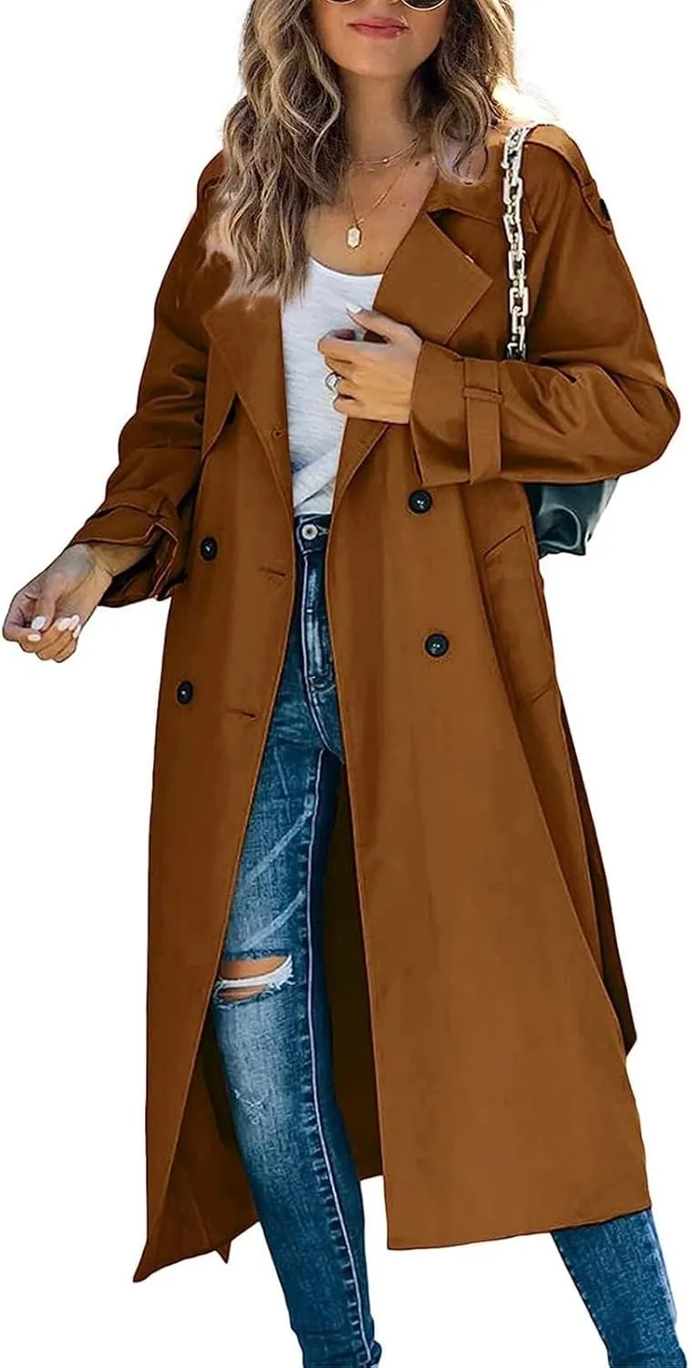 Windproof Classic Hooded Coat Outwear Womens Elegant Windbreaker Wild Winter Women'S Womens Oversized Long Trench