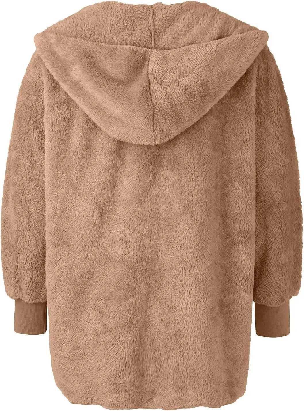 Winter Coats For Women Loose Hooded Jacket Plush Long Sleeve Cardigan Solid Color Coat
