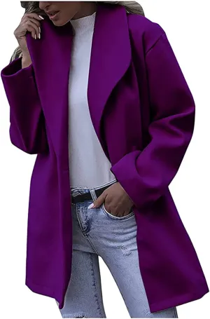 Winter Trench Coat for Women Casual Single Breasted Lapel Collared Pea Coats Warm Oversized Long Winter Jackets