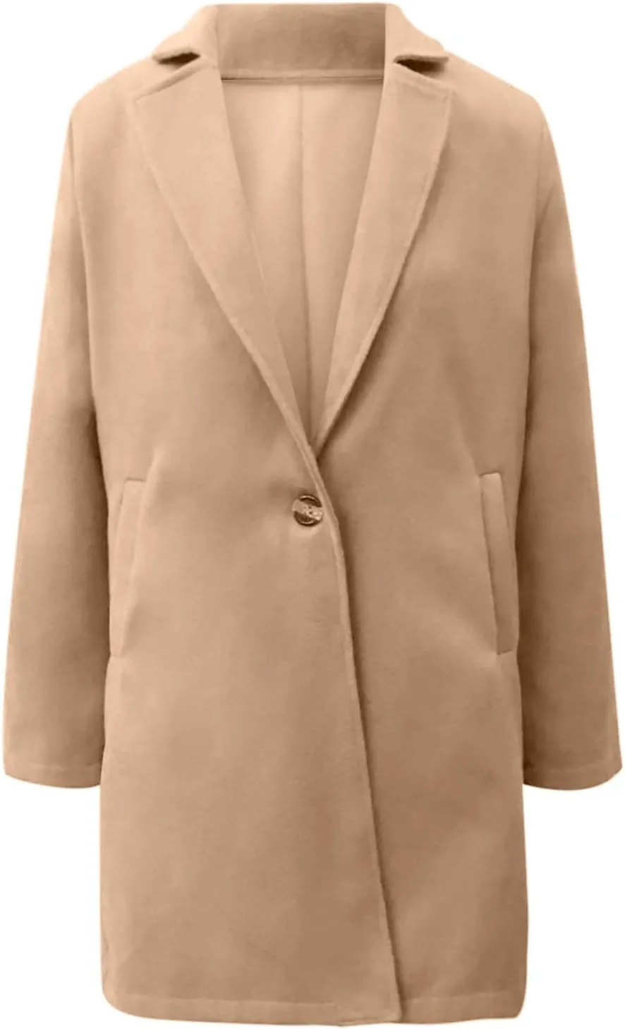 Winter Trench Coat for Women Singe Breasted Notched Lapel Collar Wool Coats Mid Long Oversized Over Coats Jackets