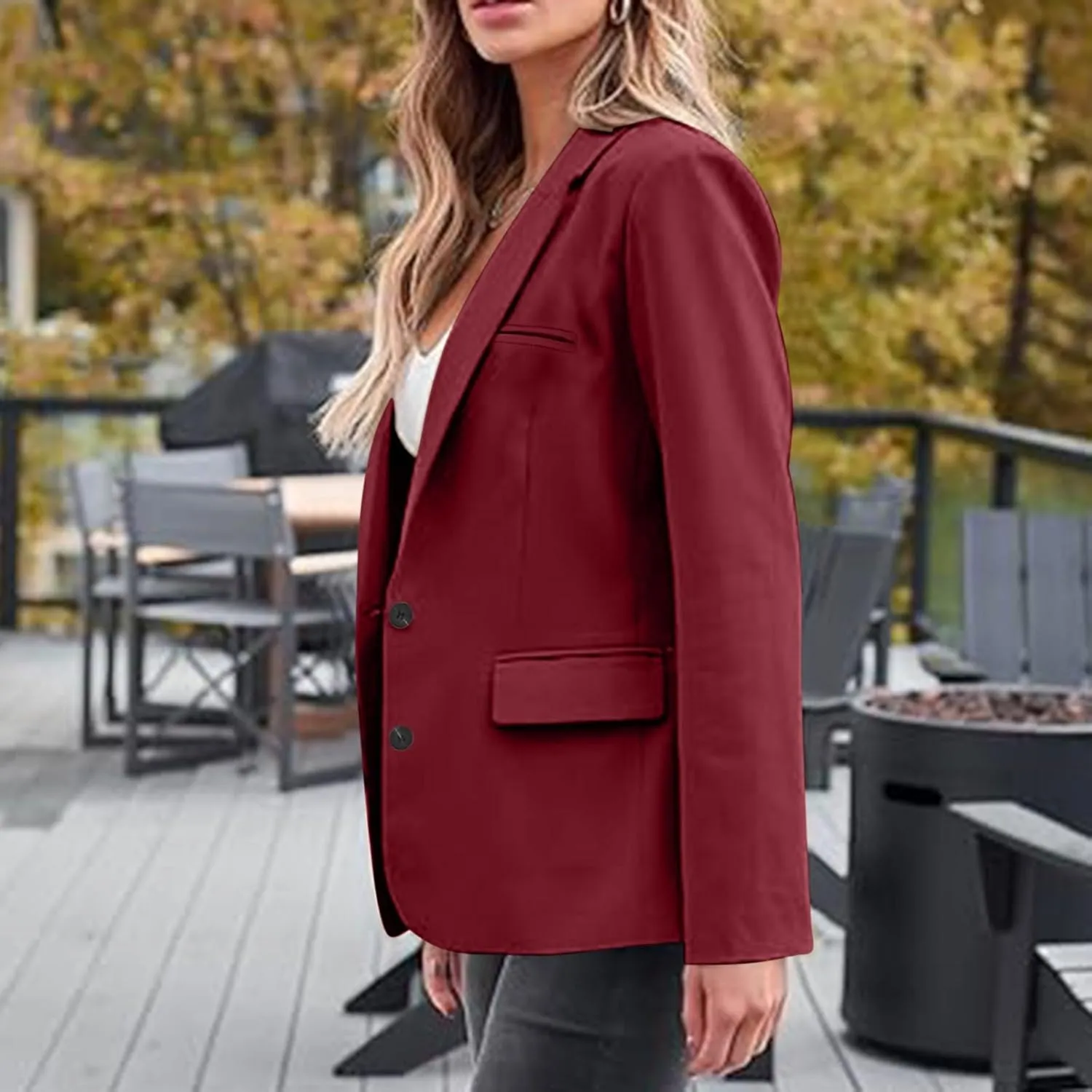 Wkishenl Blazers for Women Business Casual Solid Open Front Jackets Loose Fit Long Sleeve Lapel Blazer Coats Chic Office Suit