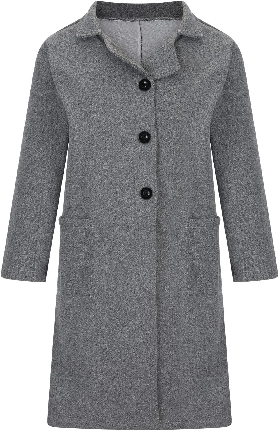 Wkishenl Long Coats for Women Trendy Notched Collar Single Breasted Pea Coat Elegant Work Office Mid Trench Coat with Pockets