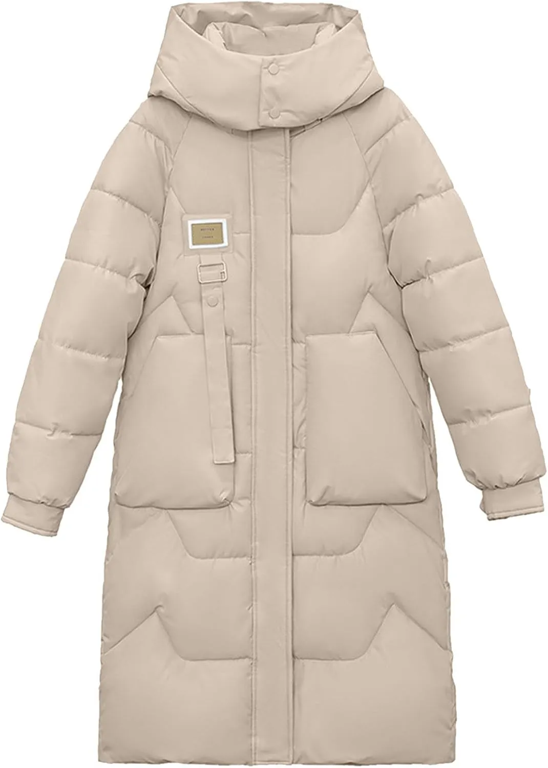 Wkishenl Long Puffer Coat Women Winter Coats Thickened Maxi Parka Jacket Full Zip Knee Length Quilted Outerwear with Hood