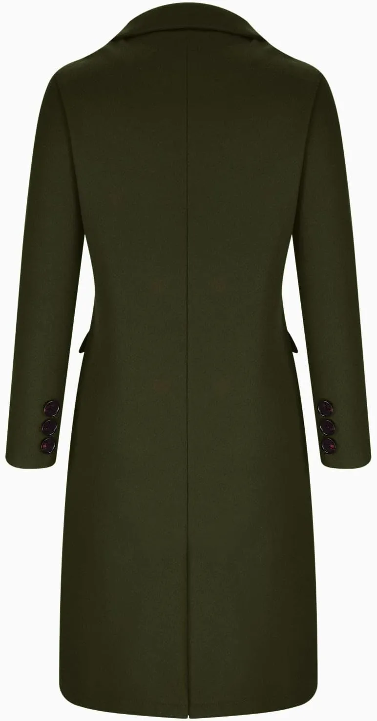 Wkishenl Long Winter Coats for Women Casual Notch Lapel Double-Breasted Peacoat Elegant Work Office Trench Coat with Pockets