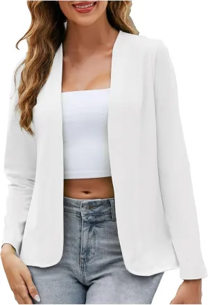 Wkishenl Plus Size Blazer Sleeve Shawl Collar Open Front Business Jacket Blazers Casual Solid Color Work Office Cardigan Coat
