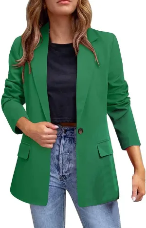 Wkishenl Womens Casual Blazer Jacket Solid Long Sleeve Open Front Work Office Blazers Button Down Lapel Business Jackets 2025