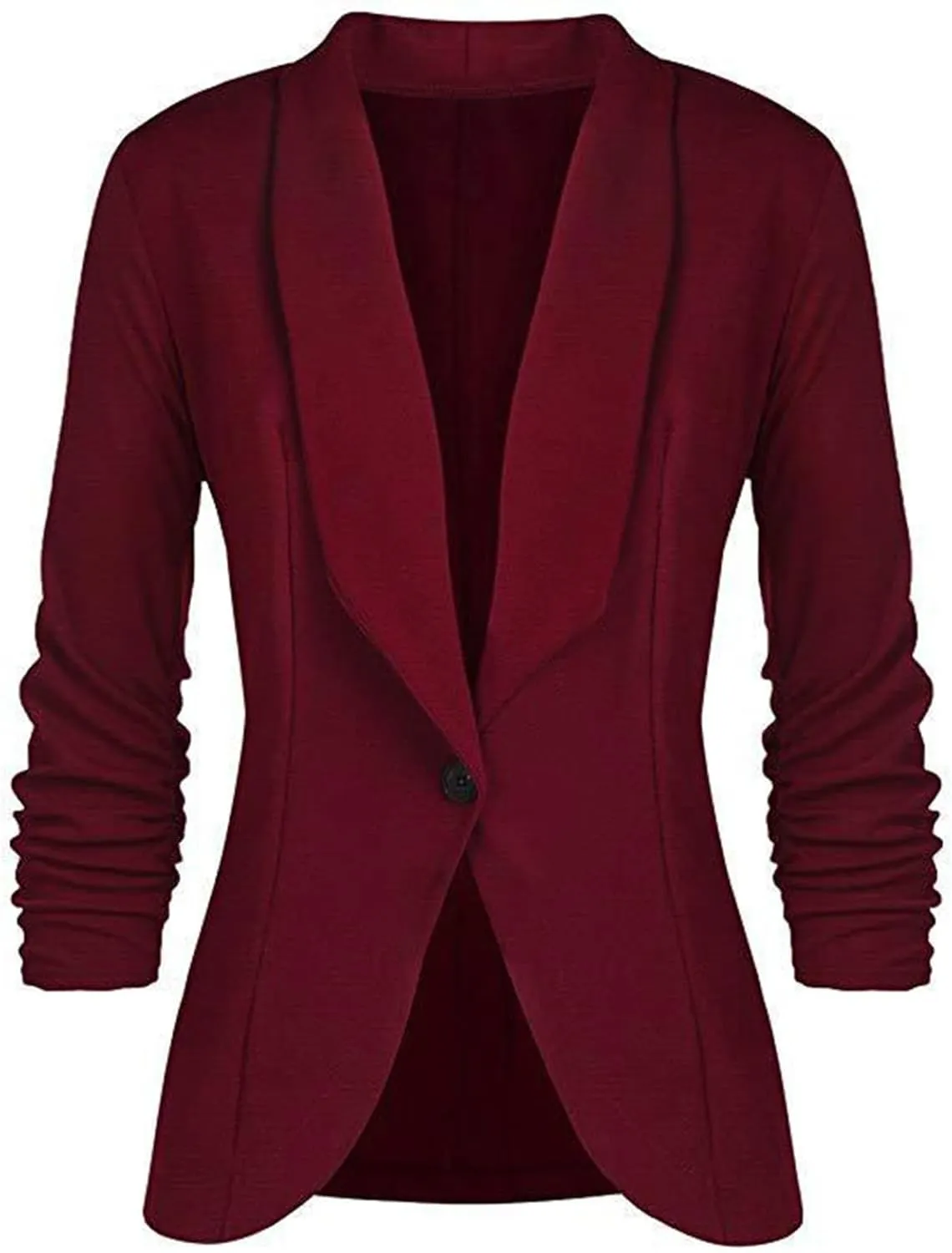 Wkishenl Women's Casual Open Front Balzers Lightweight Ruched 3/4 Sleeve Blazer Jackets Shawl Lapel Work Office Suits 2025