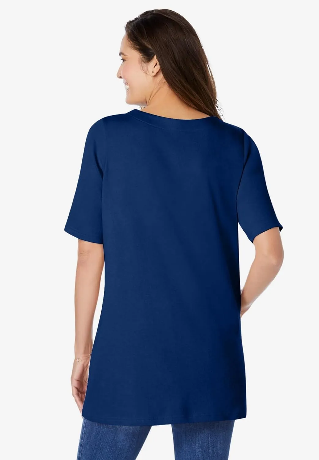 Woman Within Plus Size 7-Day Embroidered Layered-Look Tunic