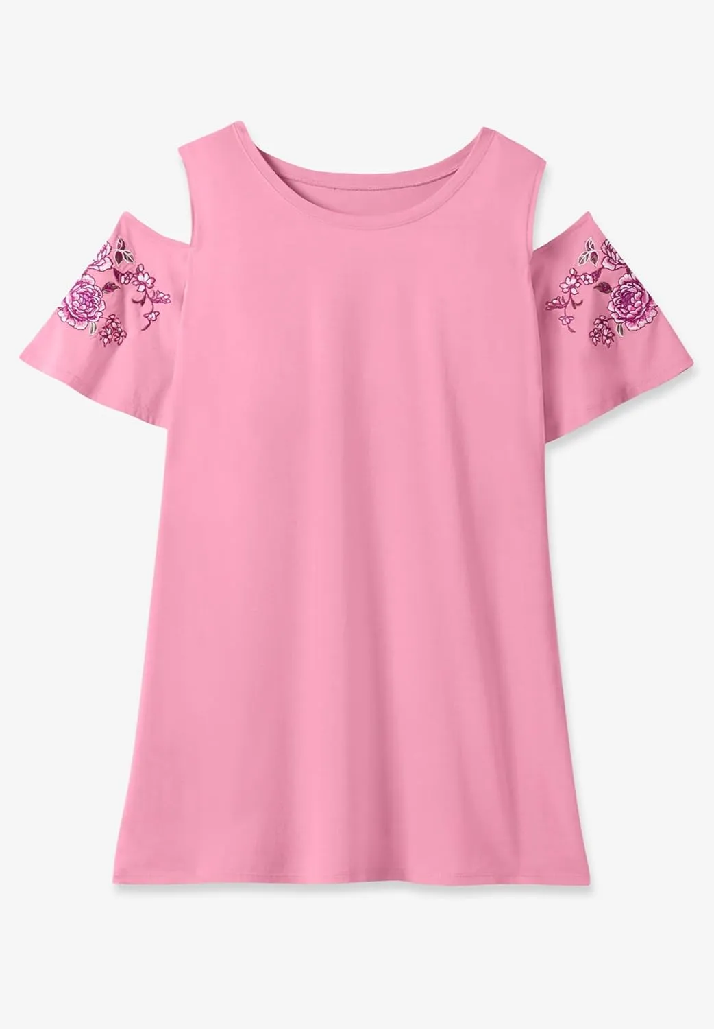 Woman Within Plus Size Short-Sleeve Cold-Shoulder Tee