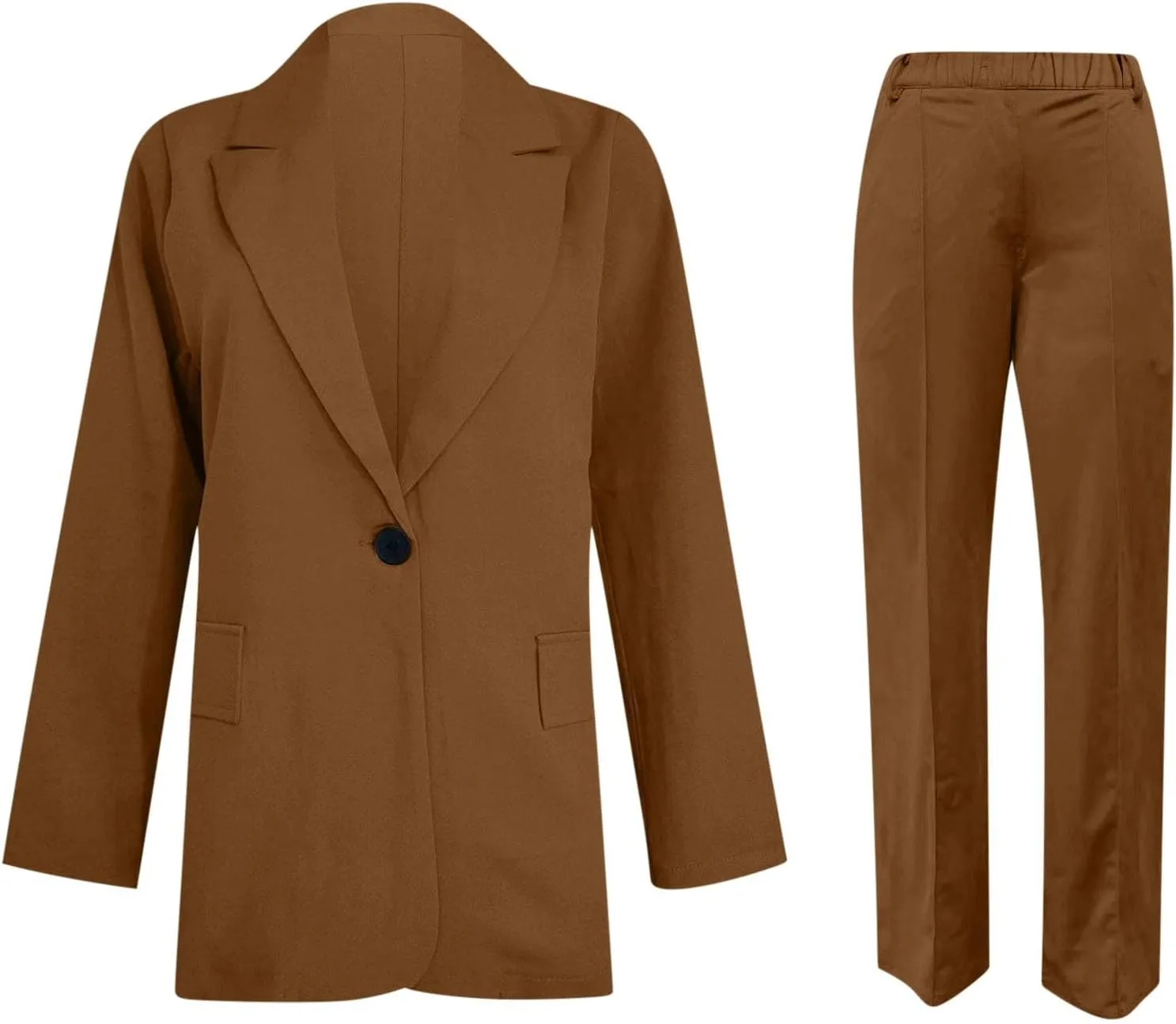 Women 2 Piece Plus Size Casual Blazers Open Front Long Sleeve Button Jackets and Pants Office Business Work Suit Set