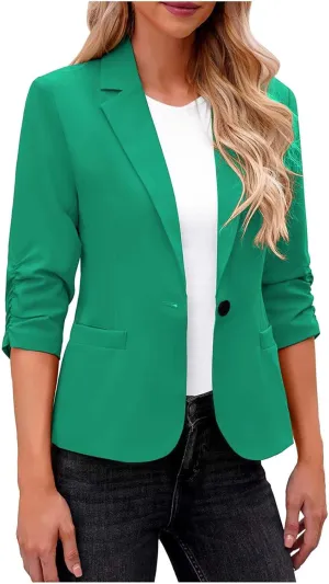 Women Business Casual Blazer Open Front Blazer Plus Size Dressy Blazer Work Office Jacket Lapel Collar Jacket Pockets