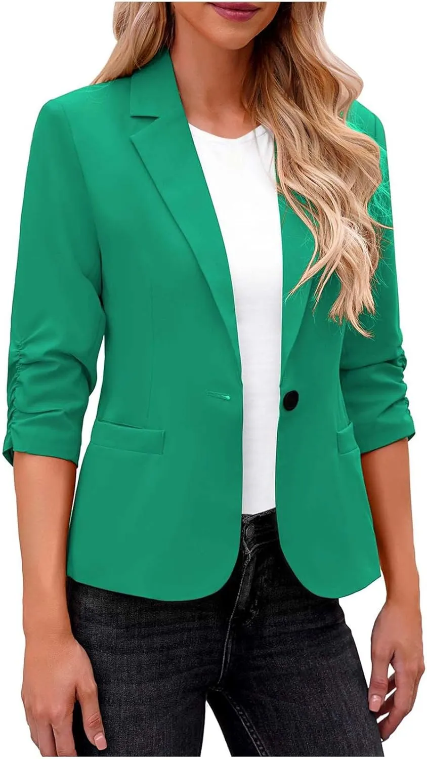 Women Business Casual Blazer Open Front Blazer Plus Size Dressy Blazer Work Office Jacket Lapel Collar Jacket Pockets