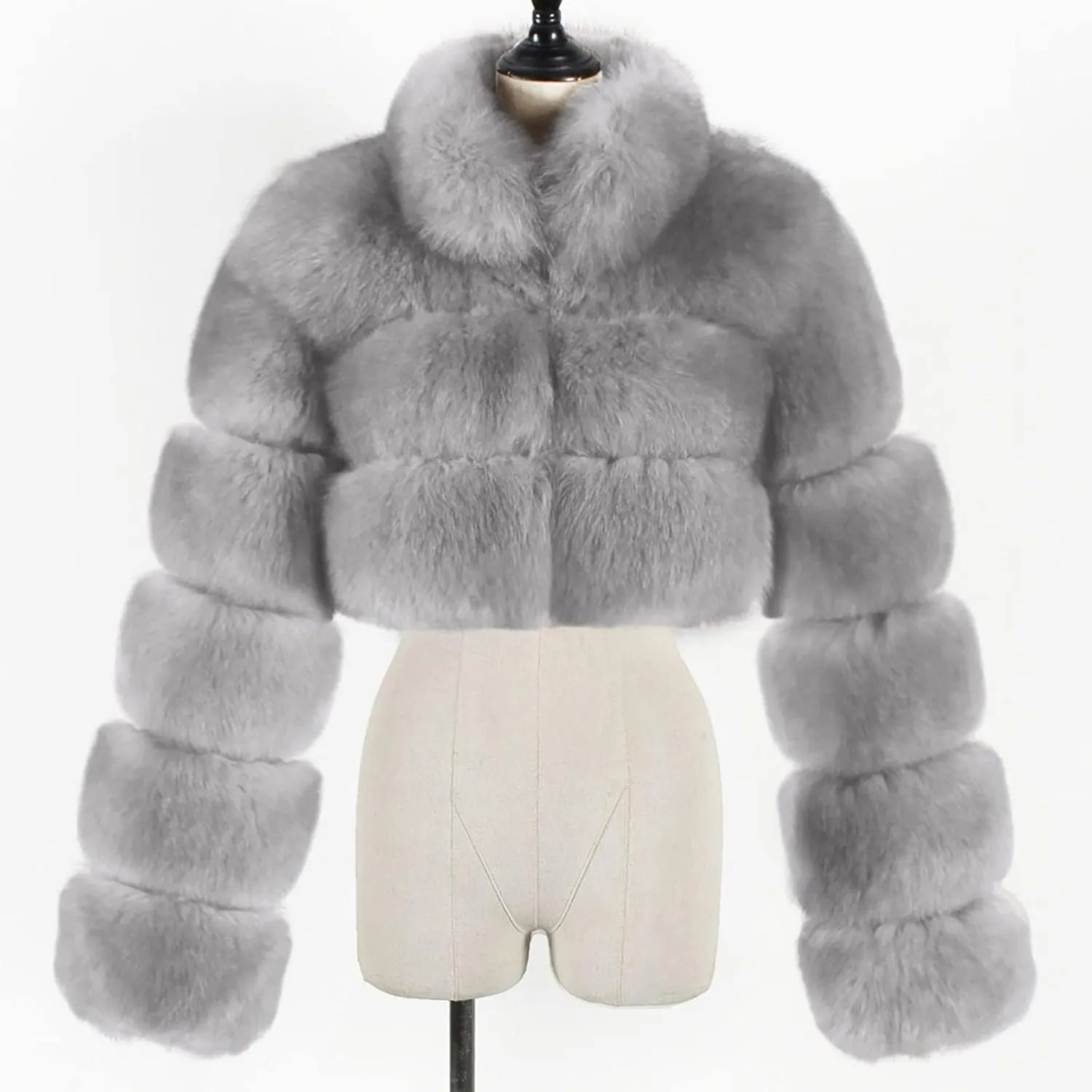 Women Faux Fur Coats Luxury Winter Warm Fluffy Short Jackets Open Front Crop Tops Solid Color Shaggy Outwear