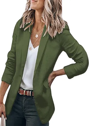 Women Open Front Blazer 2025 Casual Lapel Short Sleeve/Sleeveless/Long Sleeve Work Office Jacket Slim Business Suit