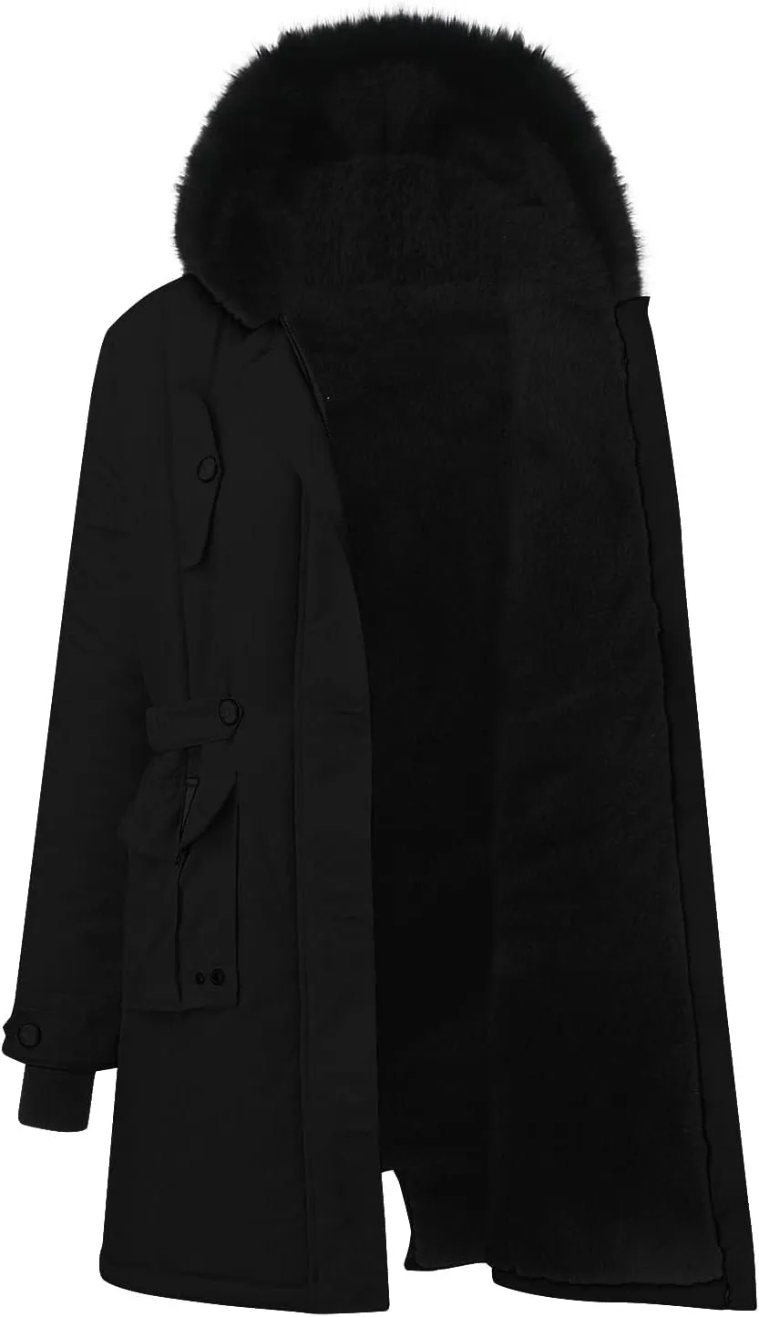 Women Plus Size Winter Overcoat Women's Jacket Thick Outwear Plush Lined Hooded Coat Warm Womens Fleece Plus Size
