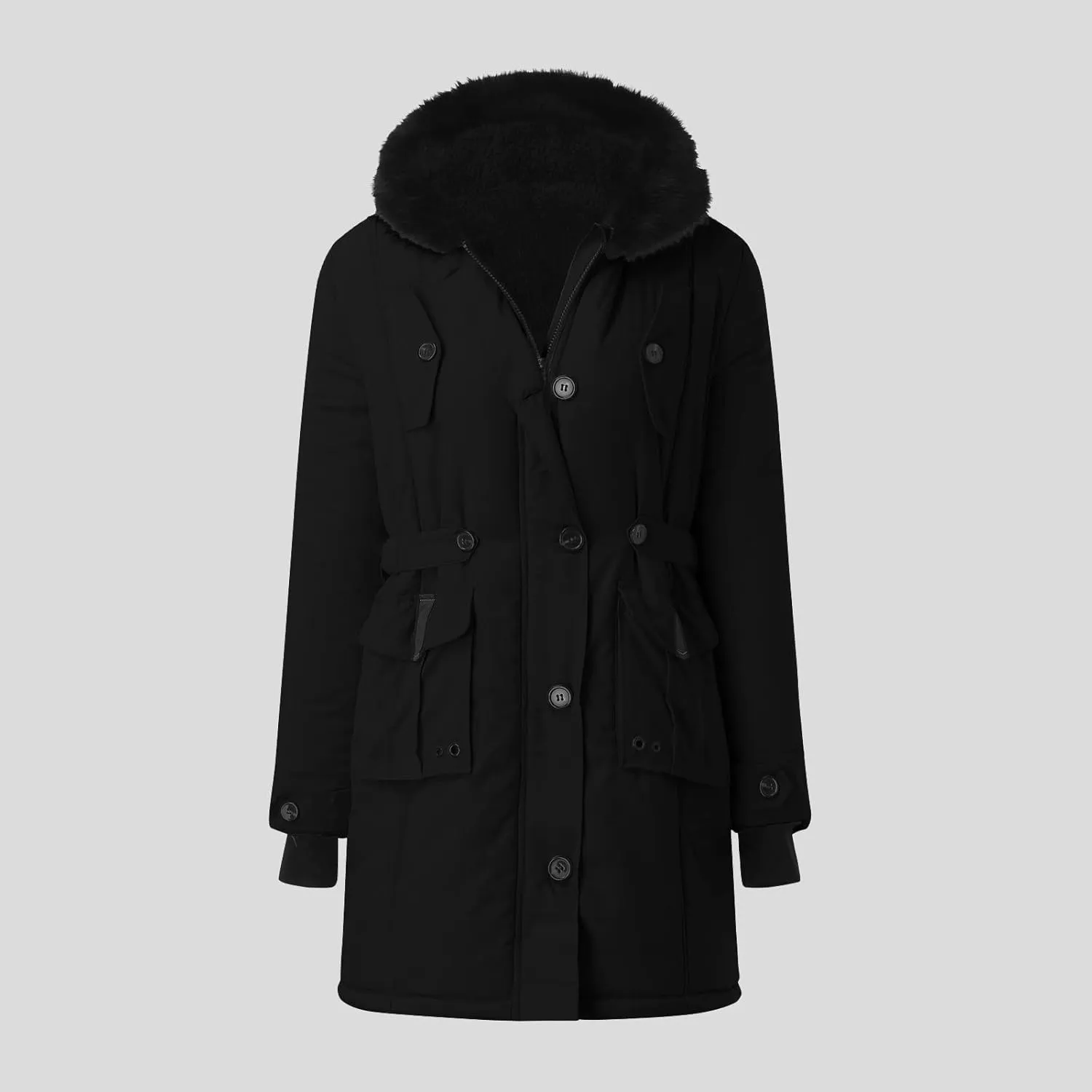 Women Plus Size Winter Overcoat Women's Jacket Thick Outwear Plush Lined Hooded Coat Warm Womens Fleece Plus Size
