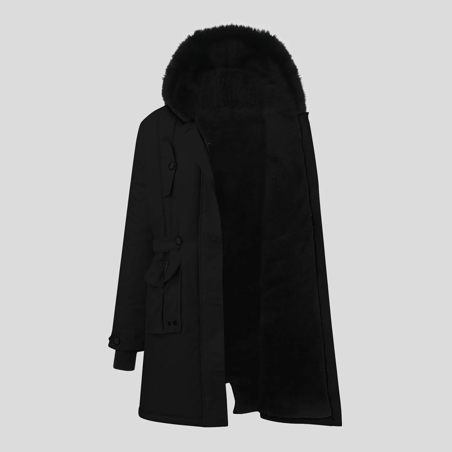 Women Plus Size Winter Overcoat Women's Jacket Thick Outwear Plush Lined Hooded Coat Warm Womens Fleece Plus Size