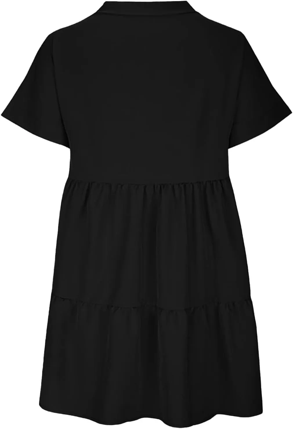 Women V Neck Babydoll Dresses 2025 Summer Short Rolled Sleeve Ruffle Swing Shift Flowy Loose Casual Summer Mini Dress