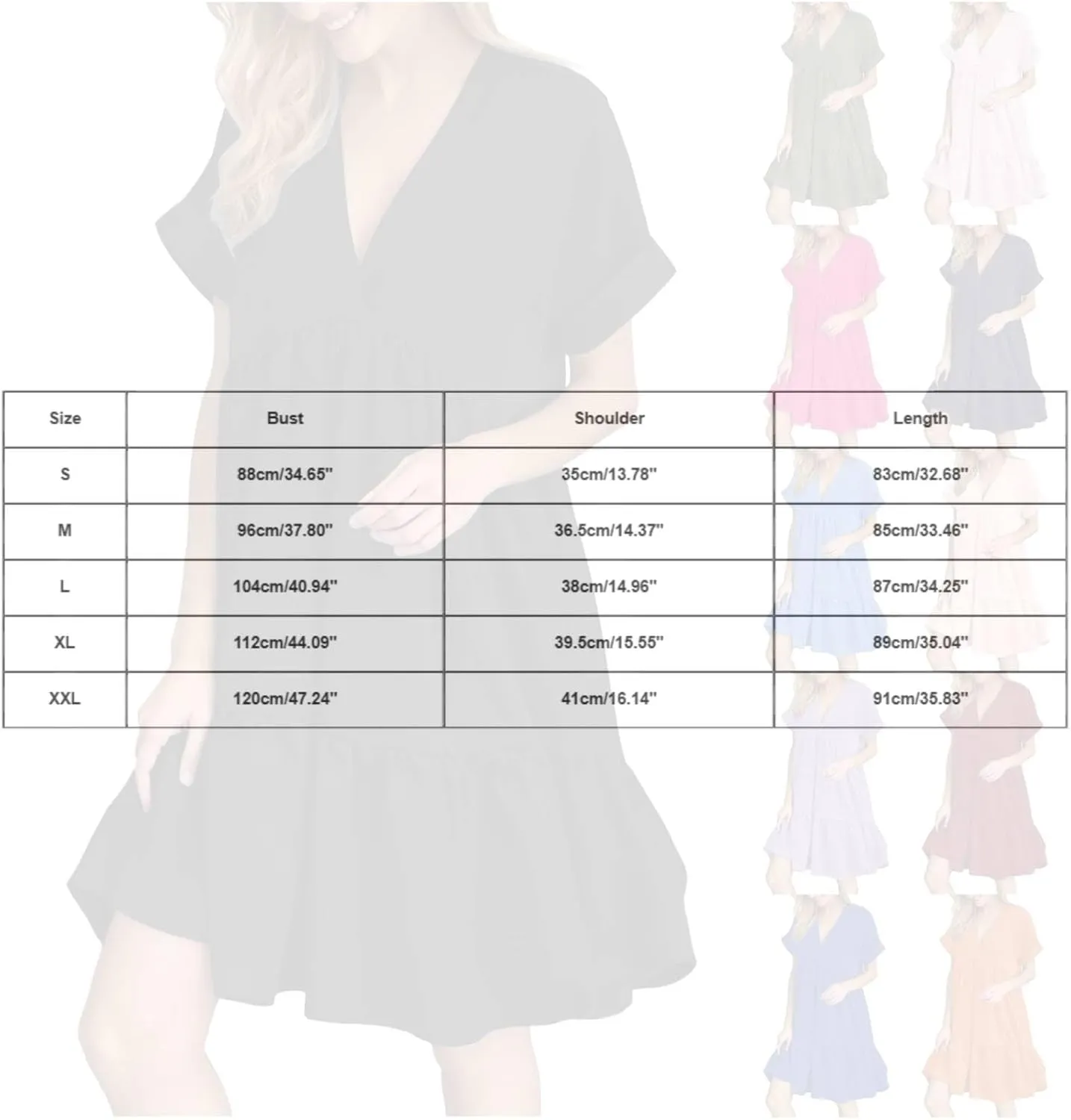 Women V Neck Babydoll Dresses 2025 Summer Short Rolled Sleeve Ruffle Swing Shift Flowy Loose Casual Summer Mini Dress