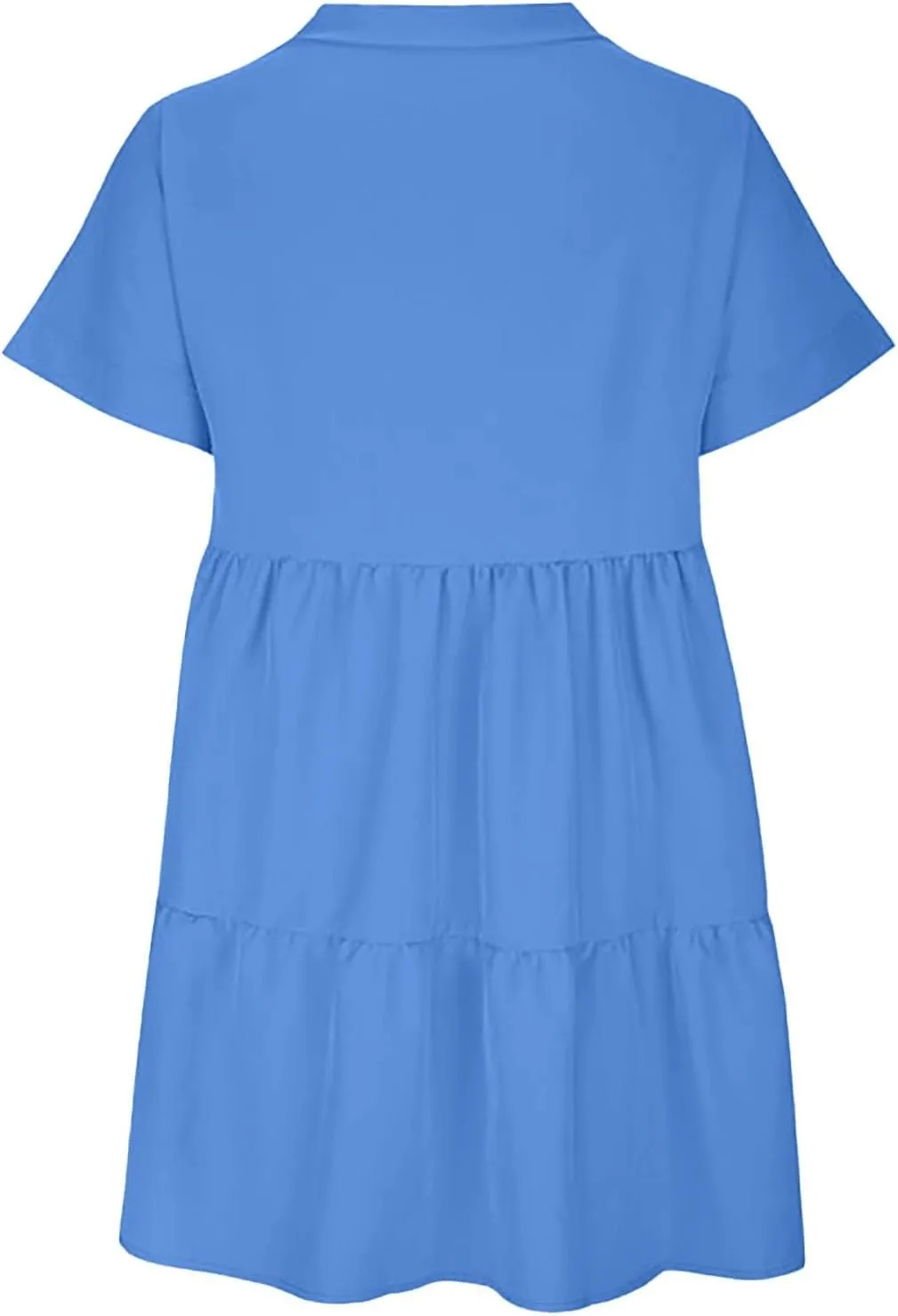 Women V Neck Babydoll Dresses 2025 Summer Short Rolled Sleeve Ruffle Swing Shift Flowy Loose Casual Summer Mini Dress