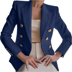 Women's Blazer Gold Casual Button Long Sleeve Work 0ffice Blazer Lightweight Open Front Lapel Jackets Trendy Clothes