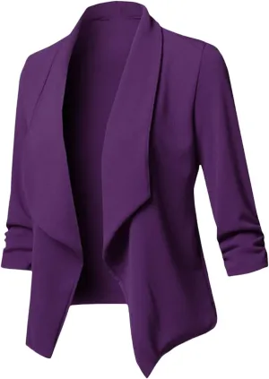 Womens Blazer Jackets 3/4 Sleeve Blazer Open Front Cardigan Jacket Work Office Blazers Suit Jackets Trendy Clothes