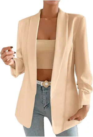 Women's Blazer Jackets Open Front Long Sleeve Lapel Jacket Suit Solid Colort Oversozed Work Office Blazers Outfits