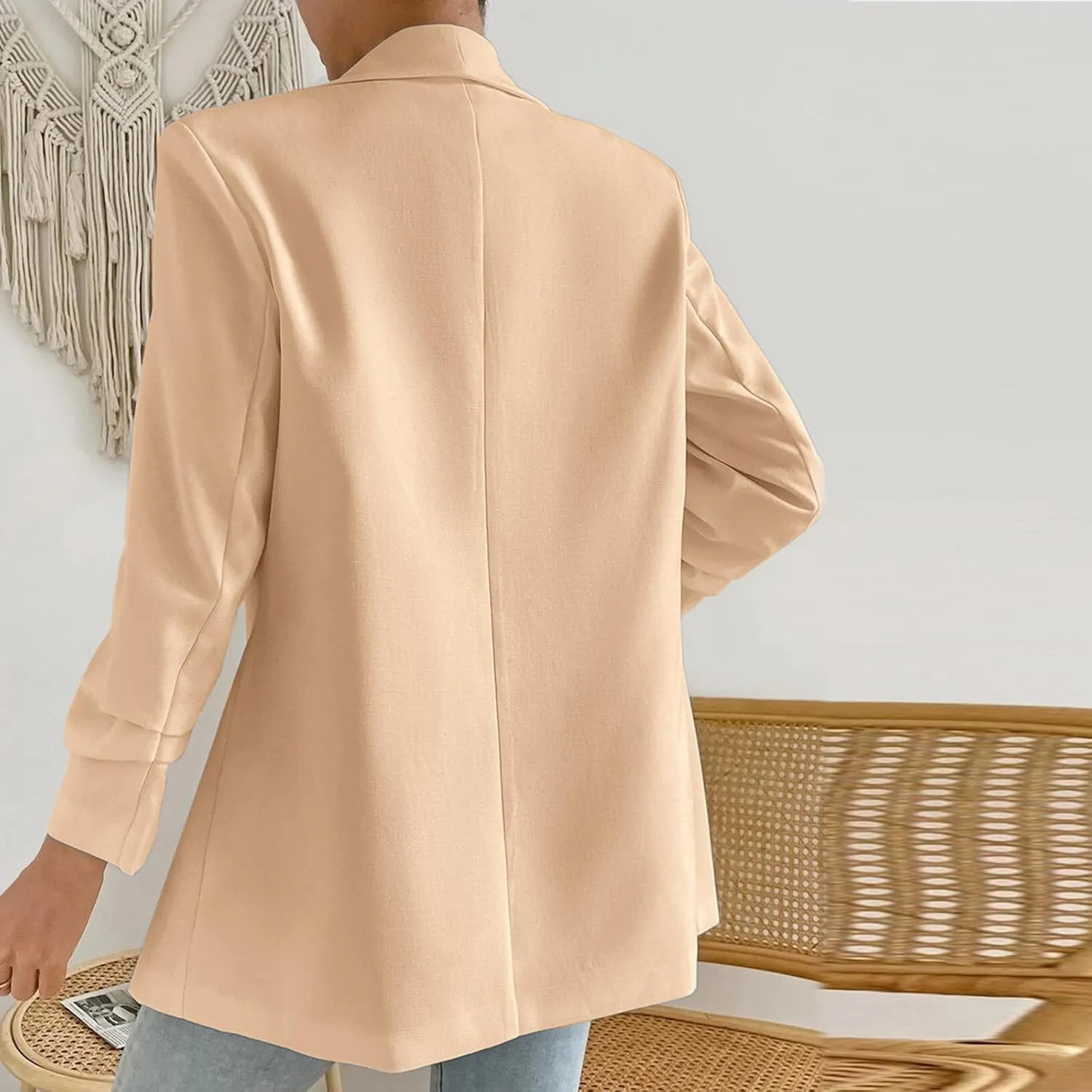 Women's Blazer Jackets Open Front Long Sleeve Lapel Jacket Suit Solid Colort Oversozed Work Office Blazers Outfits