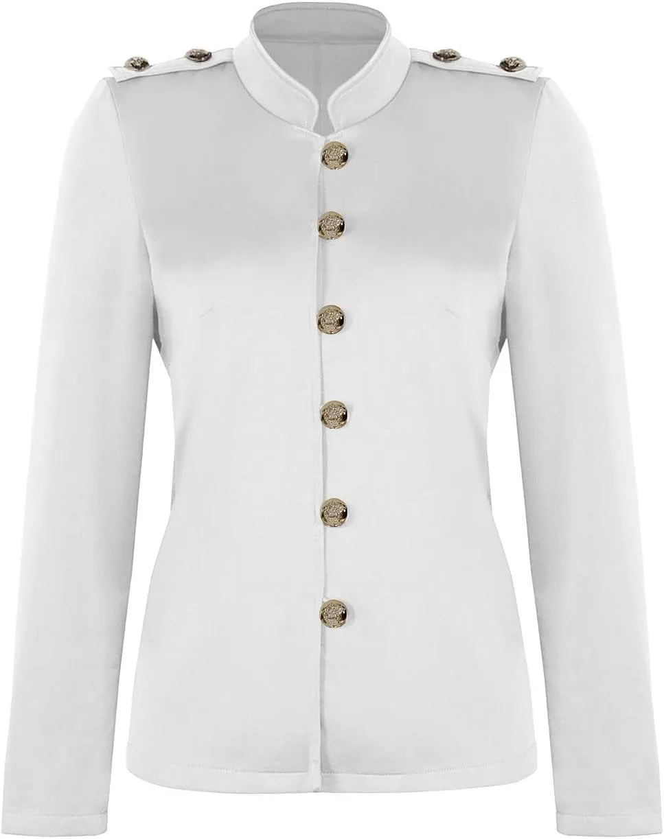 Womens Breasted Style Blazer Mock Neck Button Up Long Sleeve Suit Jacket Open Front Dressy Fitted Coat for Going Out