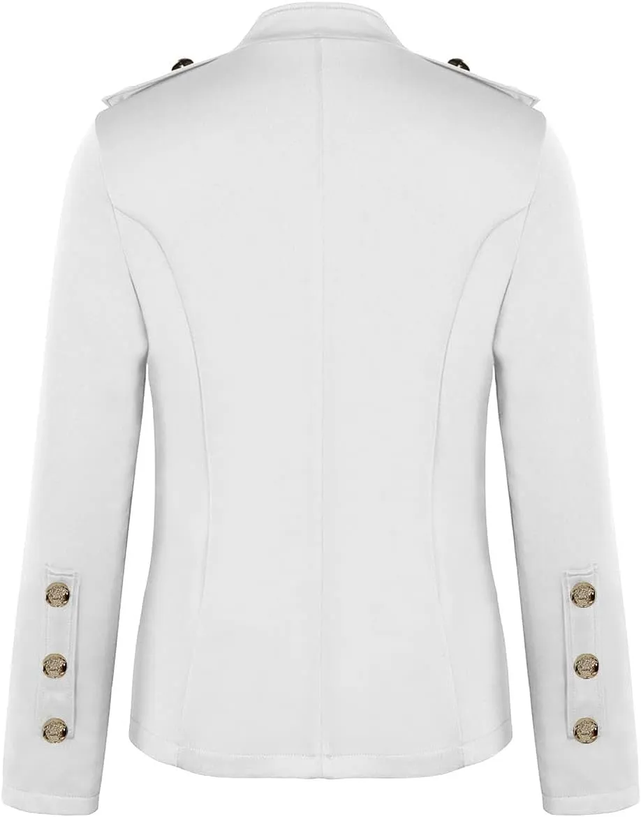 Womens Breasted Style Blazer Mock Neck Button Up Long Sleeve Suit Jacket Open Front Dressy Fitted Coat for Going Out