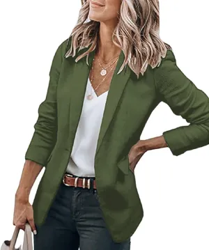 Women's Casual Blazers Open Front Long Sleeve Lightweight Office Work Suit Jacket Ladies Elegant Solid Color Blazer