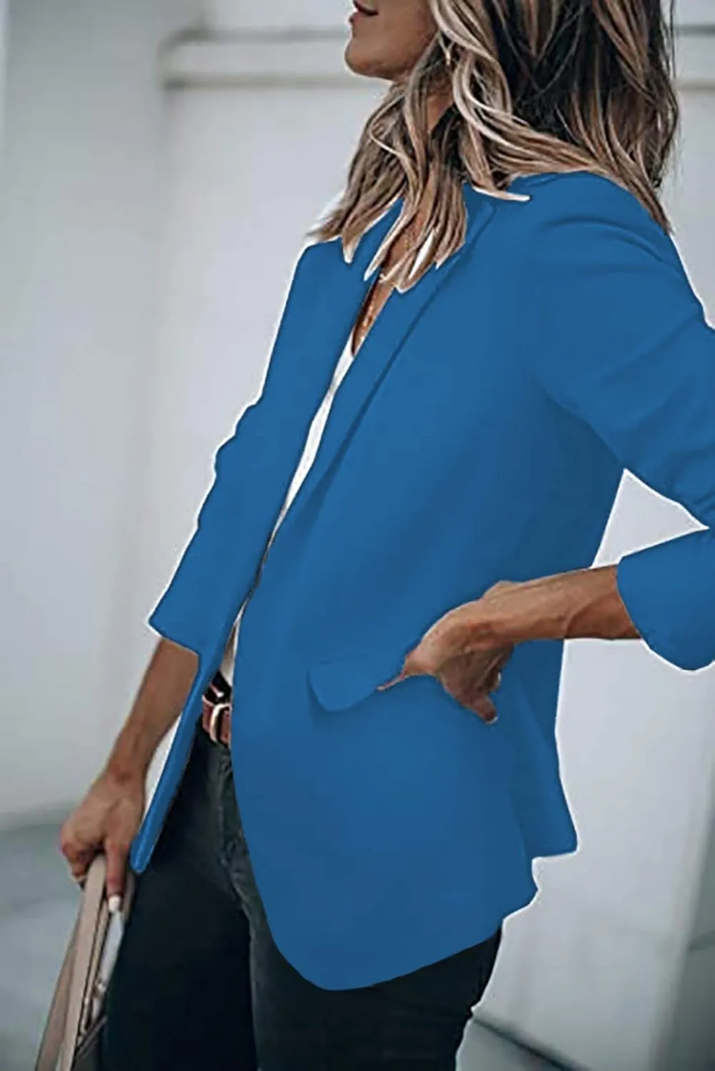 Women's Casual Blazers Open Front Long Sleeve Lightweight Office Work Suit Jacket Ladies Elegant Solid Color Blazer