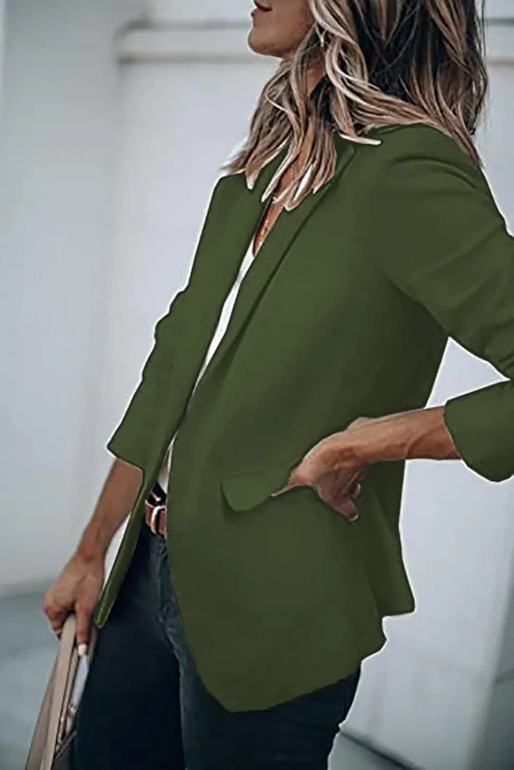 Women's Casual Blazers Open Front Long Sleeve Lightweight Office Work Suit Jacket Ladies Elegant Solid Color Blazer