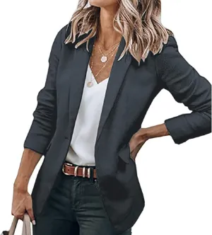 Women's Casual Blazers Open Front Long Sleeve Lightweight Office Work Suit Jacket Ladies Elegant Solid Color Blazer