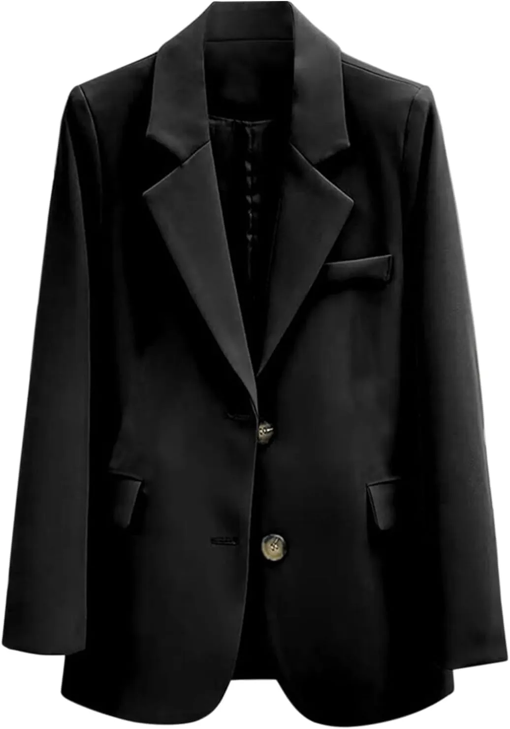 Womens Casual Blazers Pockets Long Sleeve Open Front Work Office Jackets Notch Lapel Button Blazer Suit for Business