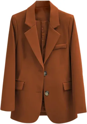 Womens Casual Blazers Pockets Long Sleeve Open Front Work Office Jackets Notch Lapel Button Blazer Suit for Business