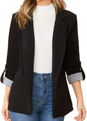 Womens Casual Comfy Blazers 3/4 Sleeve Lapel Button Slim Fit Work Office Blazer Jacket Open Front Lightweight Lounge Suit