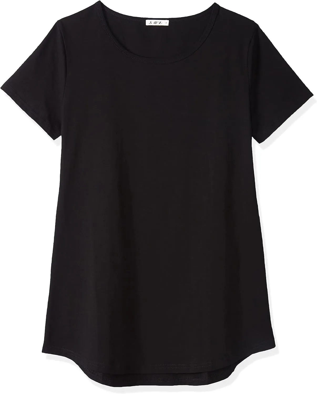 Women's Cotton Fitted Long Length T Shirts Short Sleeve Basic Comfy Tunic Tee Tops