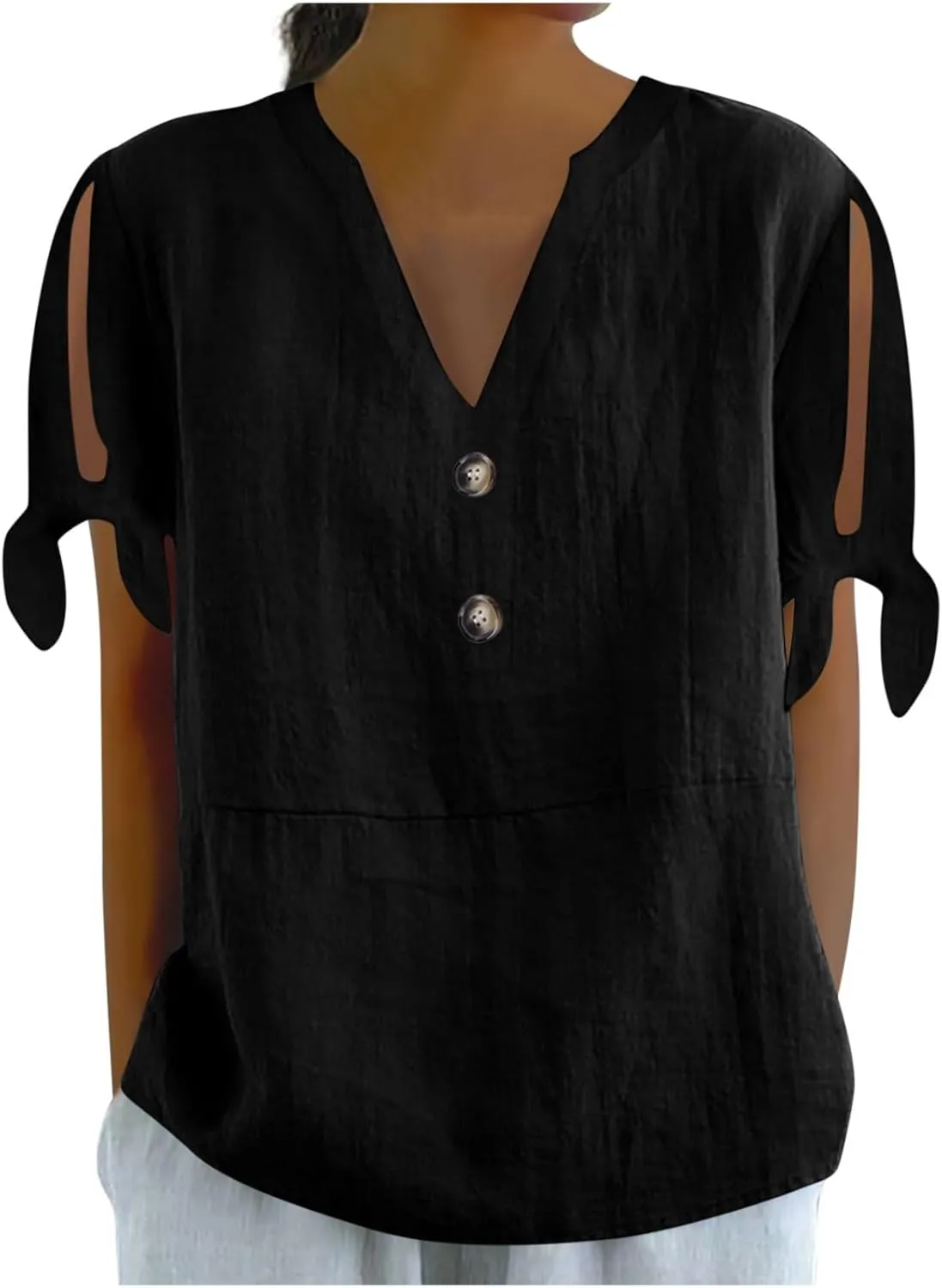 Women's Cotton Linen Shirt Fashion Belted Short Sleeve Tops Summer Loose Button Blouses Beach Vacation Clothes 2025