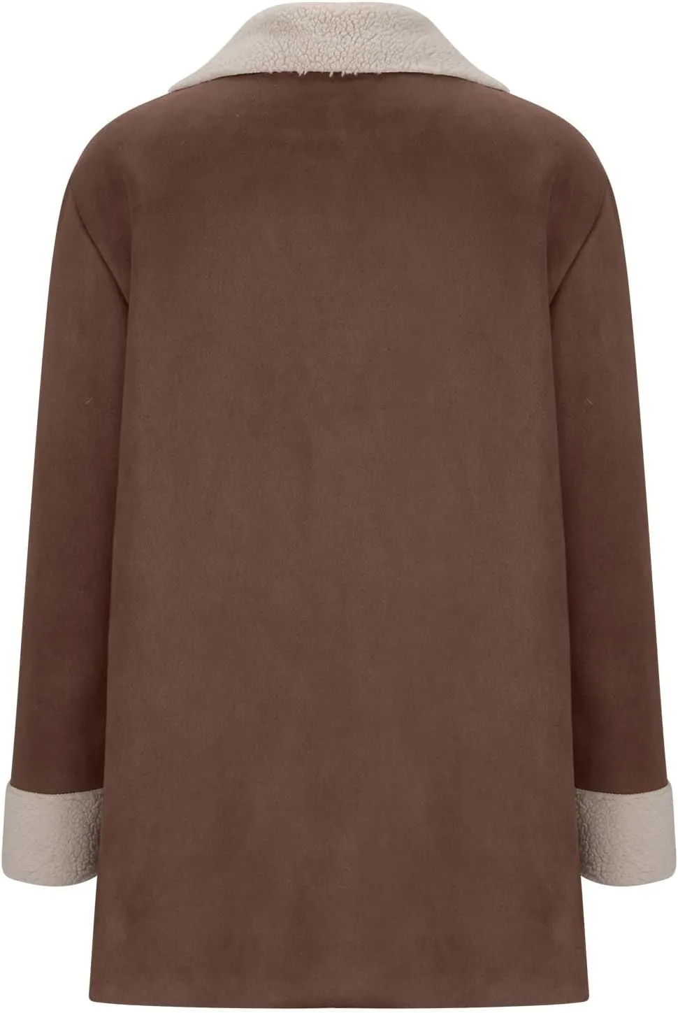 Womens Faux Suede Trench Coats Fuzzy Sherpa Lined Long Jackets Notched Lapel Button Down Winter Warm Outerwear