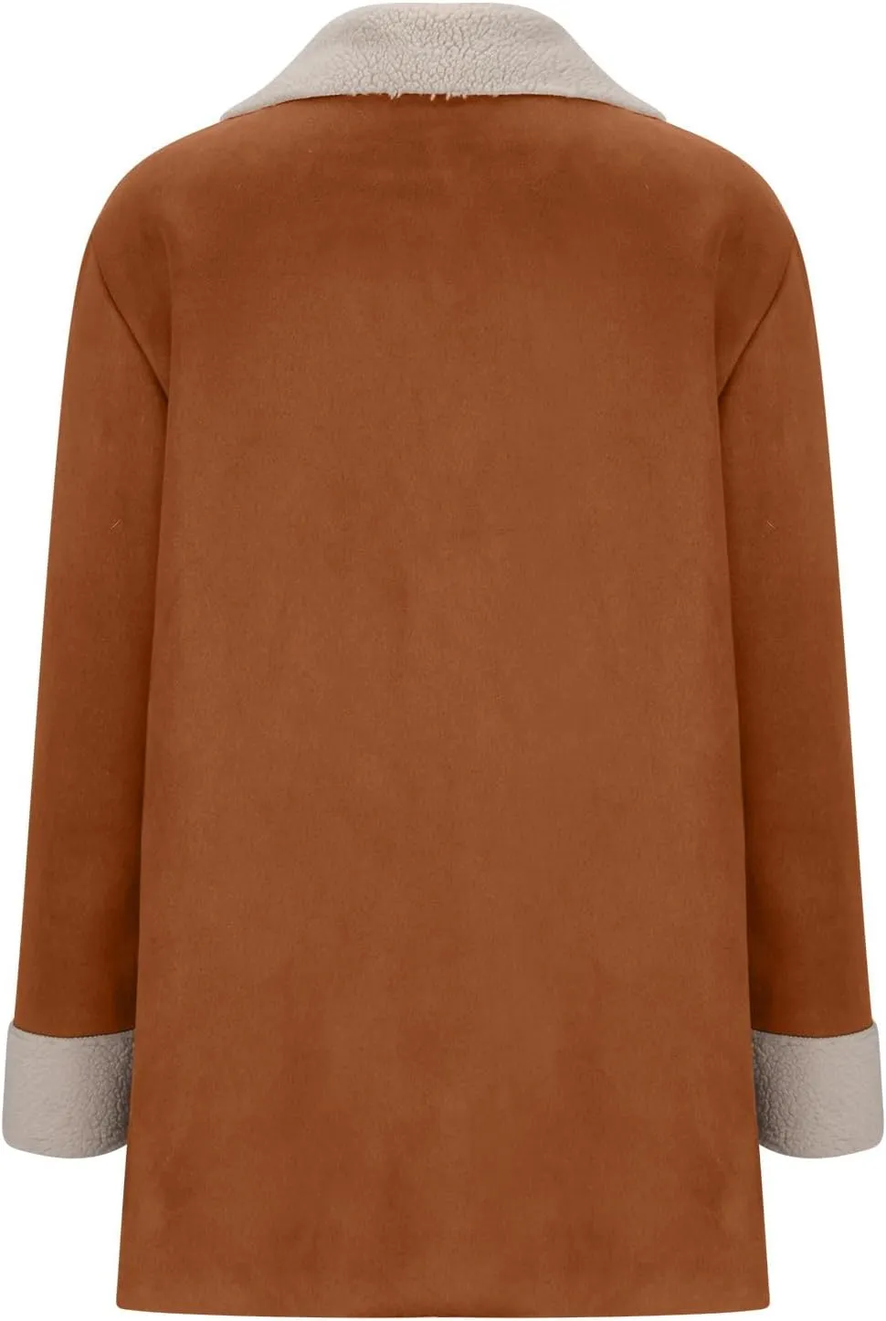Womens Faux Suede Trench Coats Fuzzy Sherpa Lined Long Jackets Notched Lapel Button Down Winter Warm Outerwear