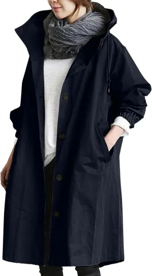 Womens Long Coat Classic Open Front Zip Up Casual Winter Wool Blend Over Pea Coats Long Jackets