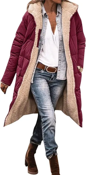 Womens Long Puffer Coat Packable Down Jacket Ultralight Parkas Jacket Maxi Zip Up Winter Hooded Insulated Coat