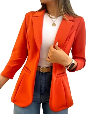 Women's Long Sleeve Blazer Business Casual Jacket Open Front Lapel Cardigan Work Office Suit Jacket with Pockets