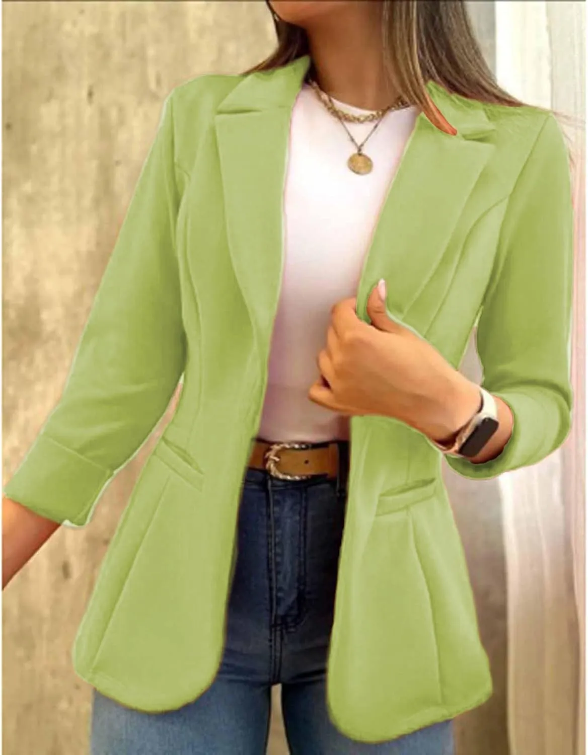 Women's Long Sleeve Blazer Business Casual Jacket Open Front Lapel Cardigan Work Office Suit Jacket with Pockets