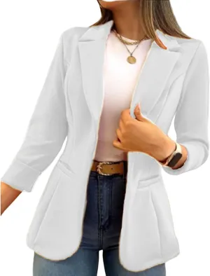 Women's Long Sleeve Blazer Business Casual Jacket Open Front Lapel Cardigan Work Office Suit Jacket with Pockets